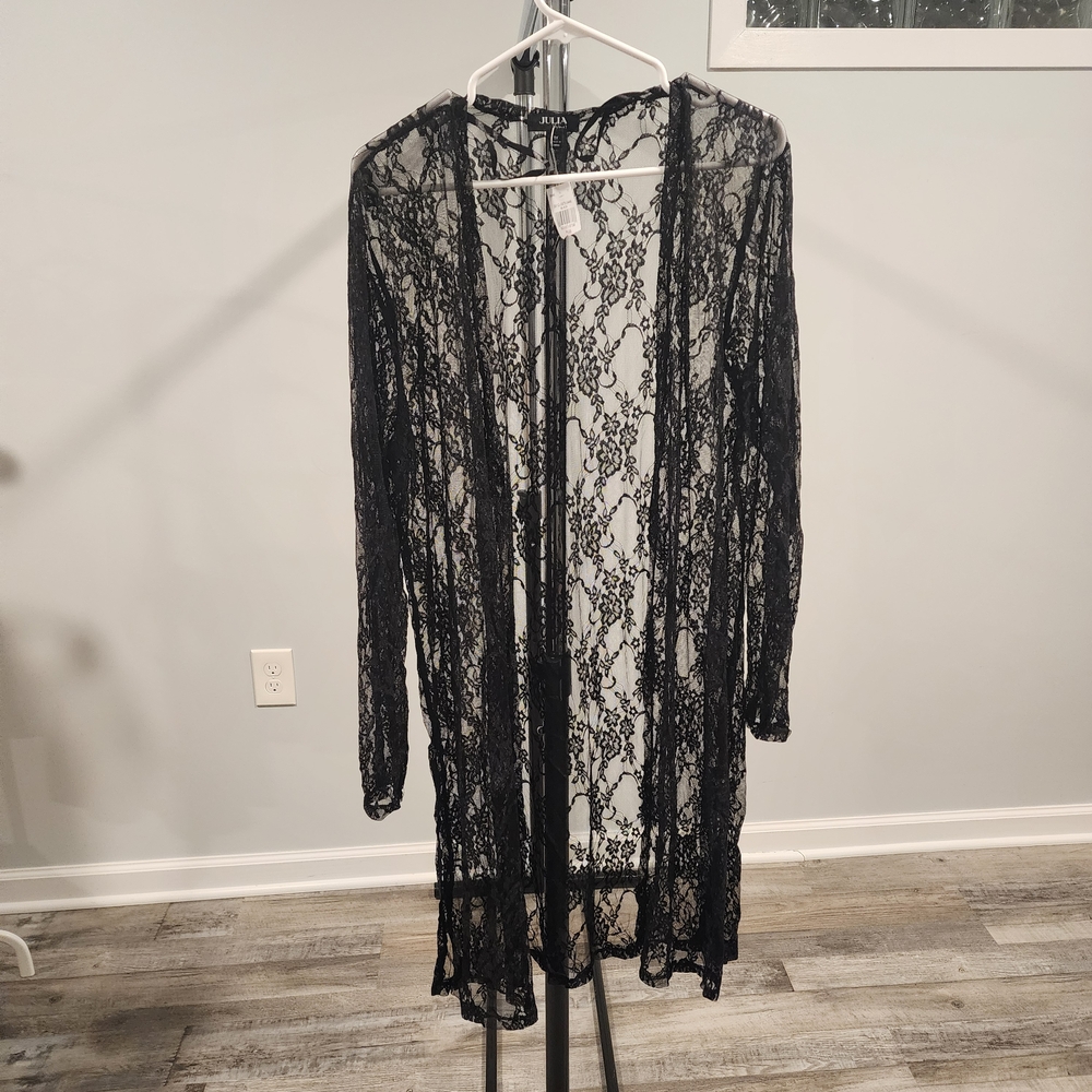 Black Lace Long Kimono